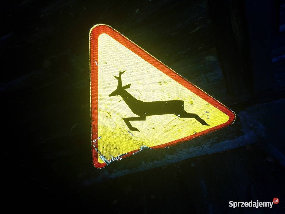 Znak drogowy uszkodzony jelonek Jarosław