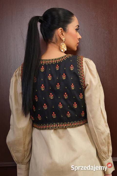 Czarna kamizelka bolerko gorset M 38 etno folk zachodniopomorskie Szczecin sprzedam