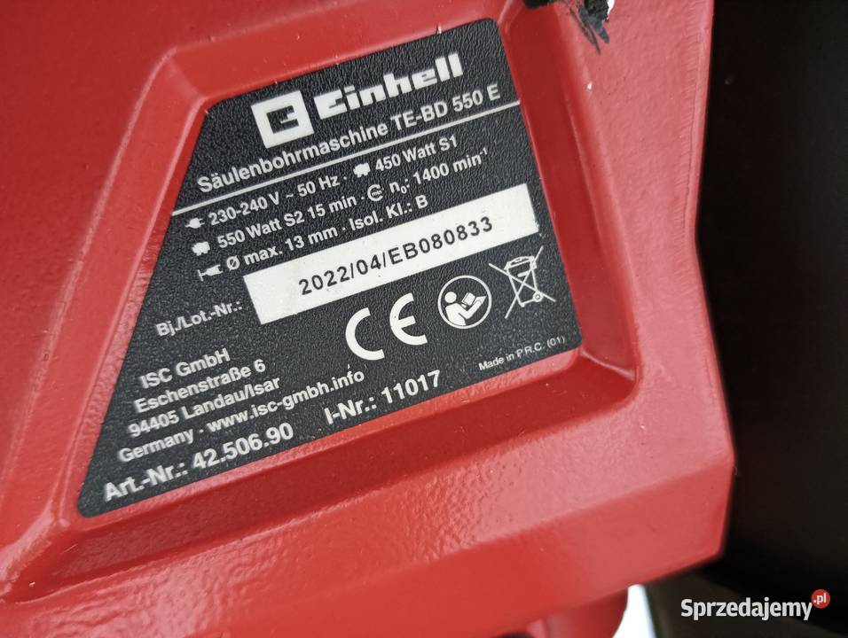 Wiertarka kolumnowa Einhell TEBD 550 E 230V 450W dolnośląskie
