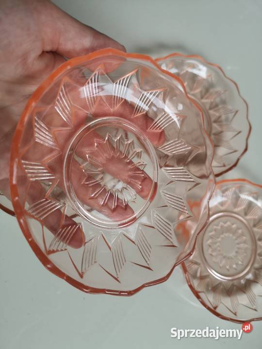 Talerzyki rosalinowe Art Deco vintage