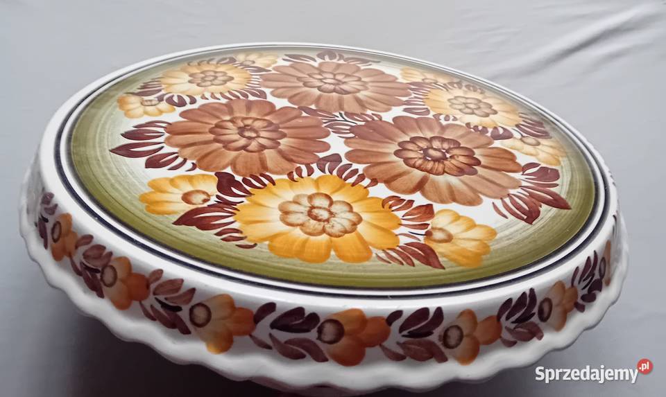 Ręcznie malowana fajansowa patera na stopie ZF