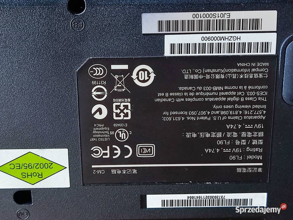 Sprzedam laptop COMPAL FL90 uszkodzona grafika Dąbrowa Górnicza