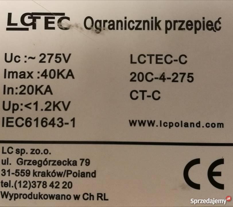Ogranicznik przepięć ochronnik LCTECC 40kA mazowieckie Wyszków