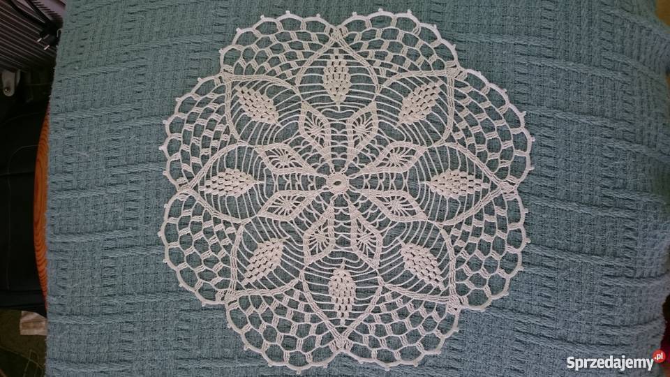 Serweta z białego kordonka średnica 45 Bolesławiec