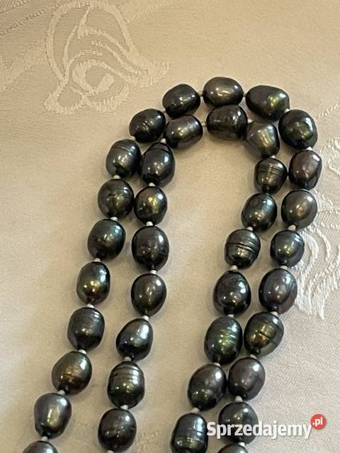 Klasyczny naszyjnik z czarnych pereł 120g sprzedam