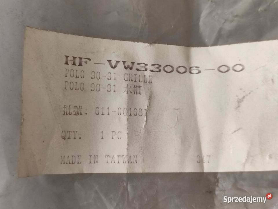 GRILL ATRAPA PRZÓD VW POLO 19901991 NOWY GENERIC lubelskie