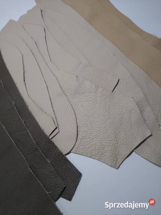 Skóra Licowa Włoska średnie kawałki Beż różne Gdańsk