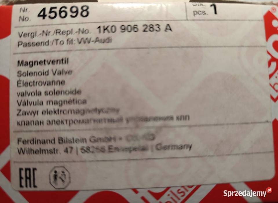 Zawór elektromagnetyczny VwAudi Barlinek