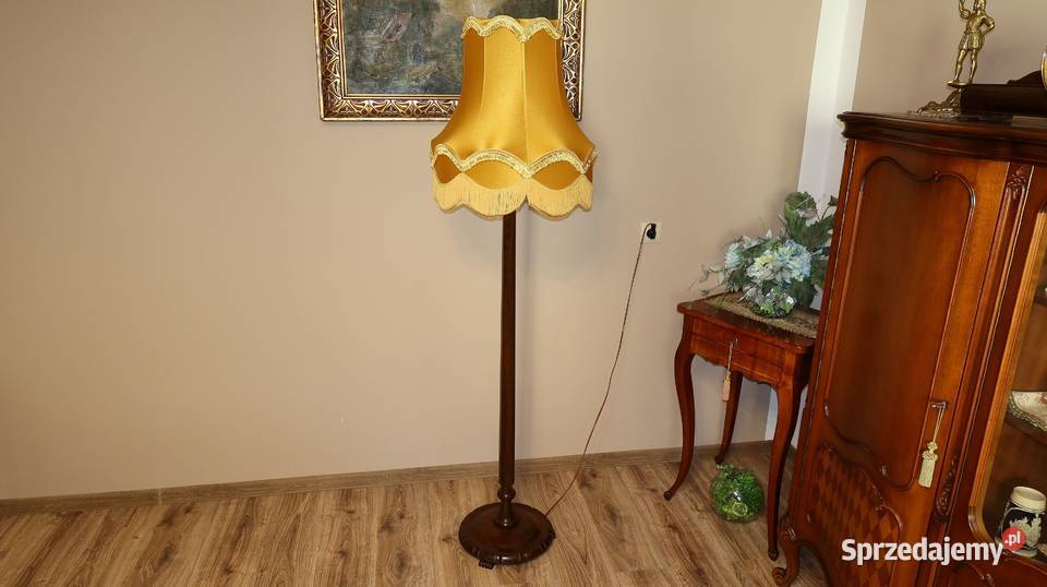 Unikatowa Stojąca Drewniana Dębowa Lampa Lata Ziębice
