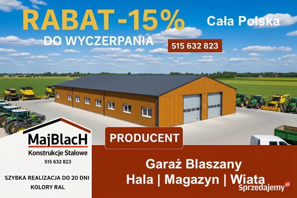 A20Garaż Blaszany Dwuspadowy Grafit Hala Wiata Parczew sprzedam