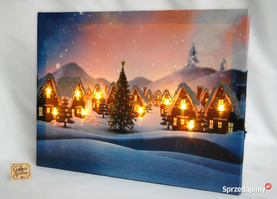 Jysk obraz podświetlany LED świąteczna wioska wielokolorowy Lublin