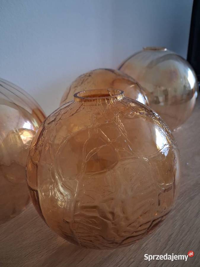 4 klosze szklane bursztynowe