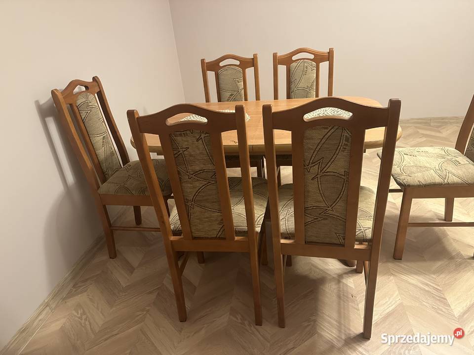 Dębowy drewniany rozkładany ławostół z kompletem