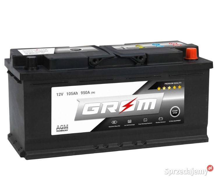 Akumulator GROM AGM STARTSTOP 105Ah 950A Prawy Wałbrzych