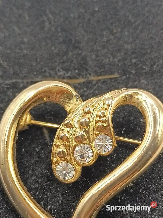 BIŻUTERIA BROSZKA PIĘKNA SERCE KOLORU ZŁOTEGO lubelskie