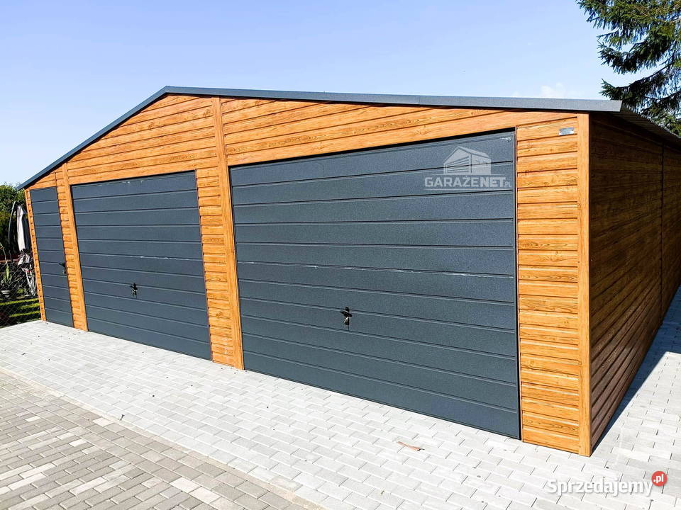GARAŻ BLASZANY 8m x 7m DWUSPAD 2x BRAMA DRZWI