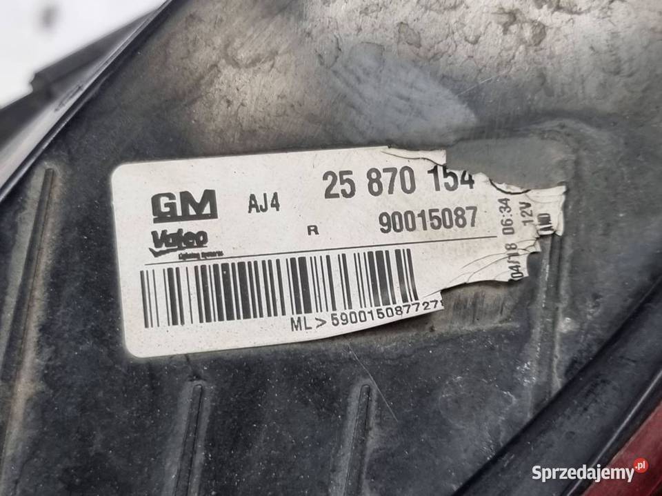 LAMPA PRAWA TYŁ OPEL ASTRA J 90015087 Lipno