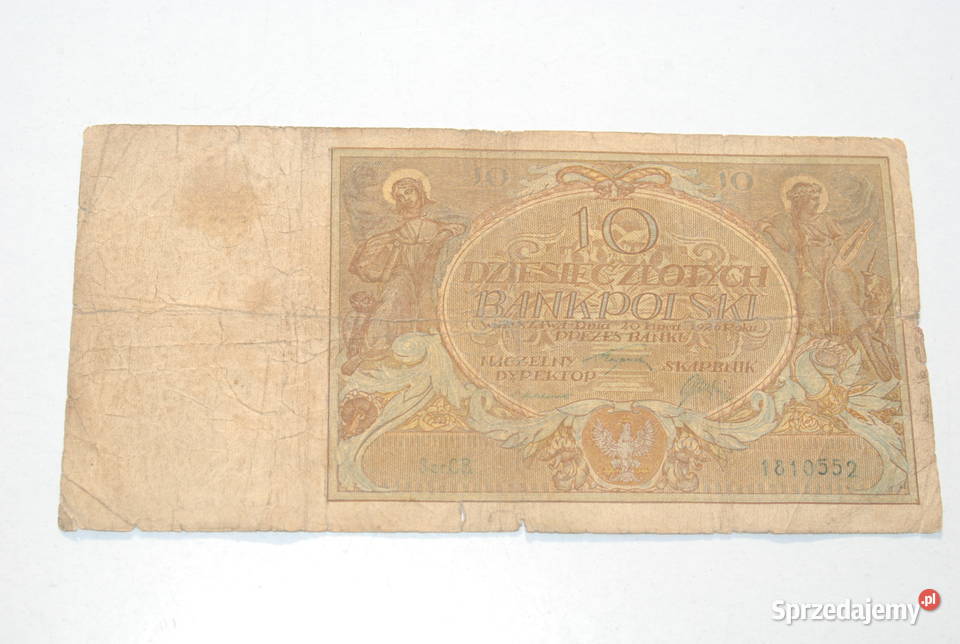Stary banknot 10 złotych 1926 antyk unikat Numizmatyka Cieszyn