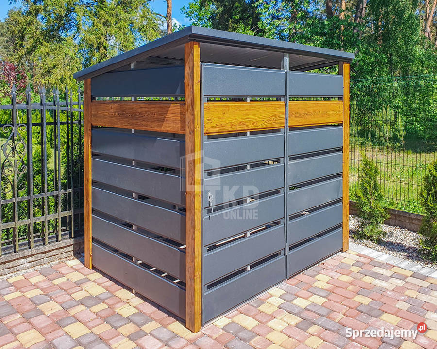 Wiata Śmietnikowa 12x1m drzwi drewnopodobny Jelenia Góra