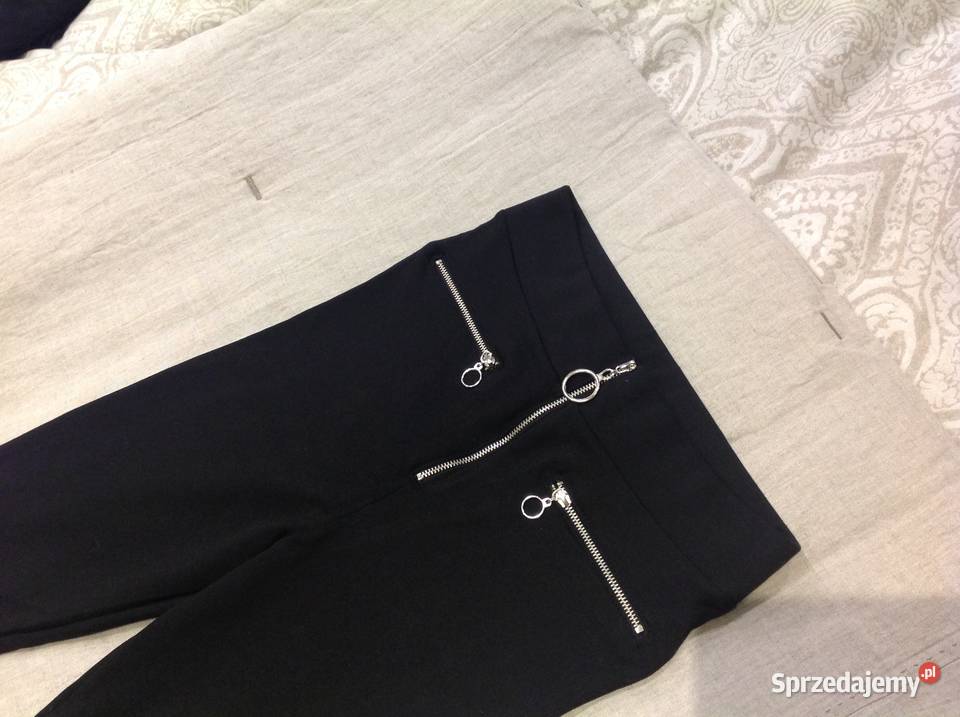 Czarne legginsy z zamkami r S j nowe Nowa Sól