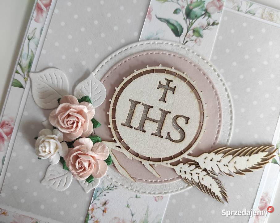 Kartka w pudełku ręcznie robiona na Komunię sprzedam
