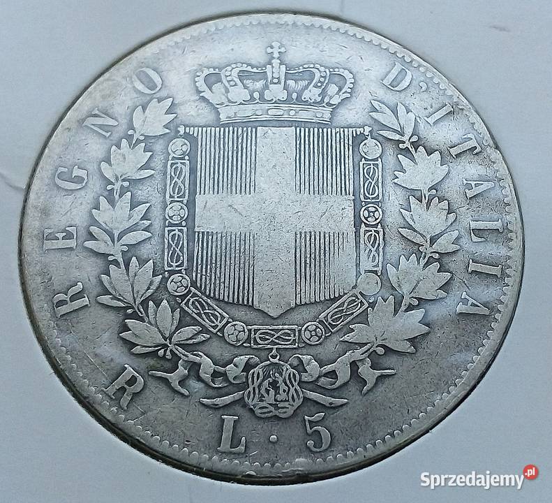 WŁOCHY 5 LIRÓW 1877 r SREBRO 0900 Legionowo sprzedam