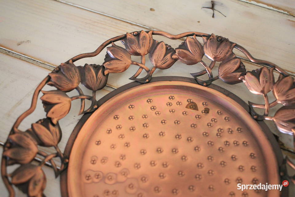 Miedziana patera piękne zdobienie rękodzieło Pszczyna sprzedam