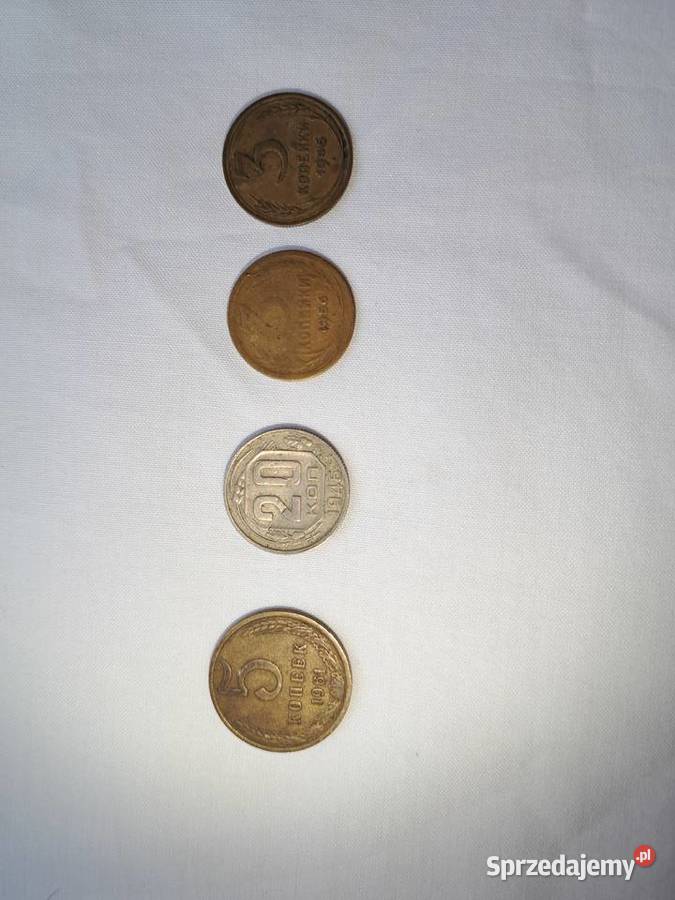 Kopiejki 4 sztuki monet CCCP ZSRR radzieckie do Numizmatyka Kolekcje Brzesko