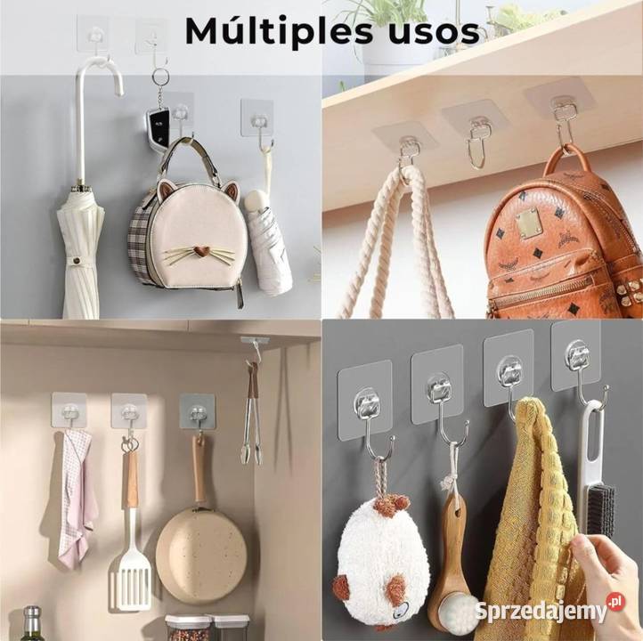 12x Haczyki Wieszaki Przezroczyste samoprzylepne Domaszczyn