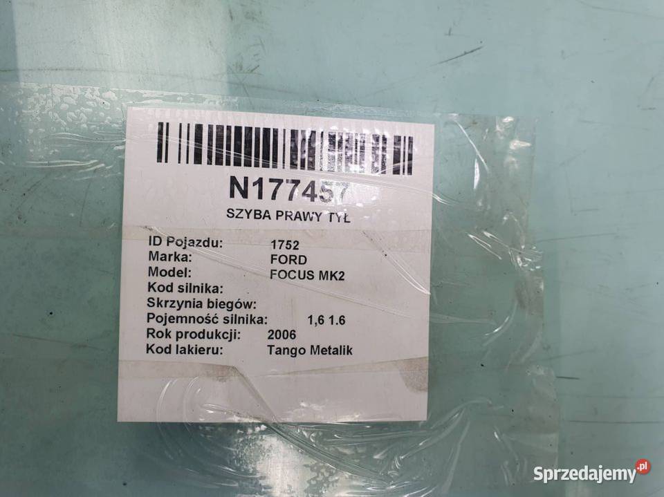 SZYBA PRAWY TYŁ FORD FOCUS MK2 osobowe