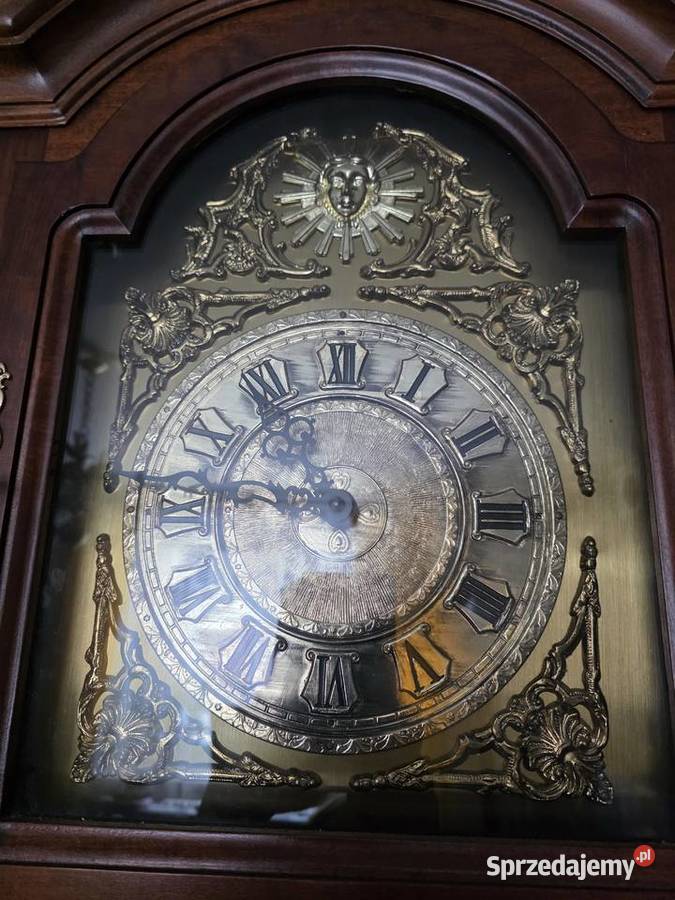 Stojący zegar kwadransowy mahoń mosiądz Wałbrzych sprzedam