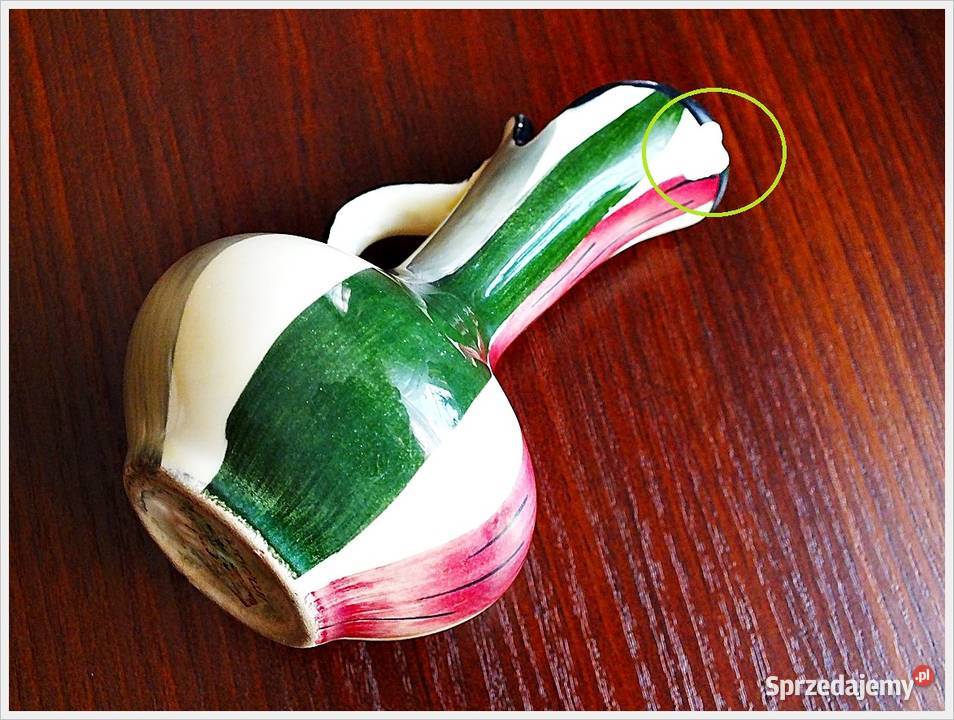 Stary kolorowy wazonik ceramiczny Sygnowany z Żary
