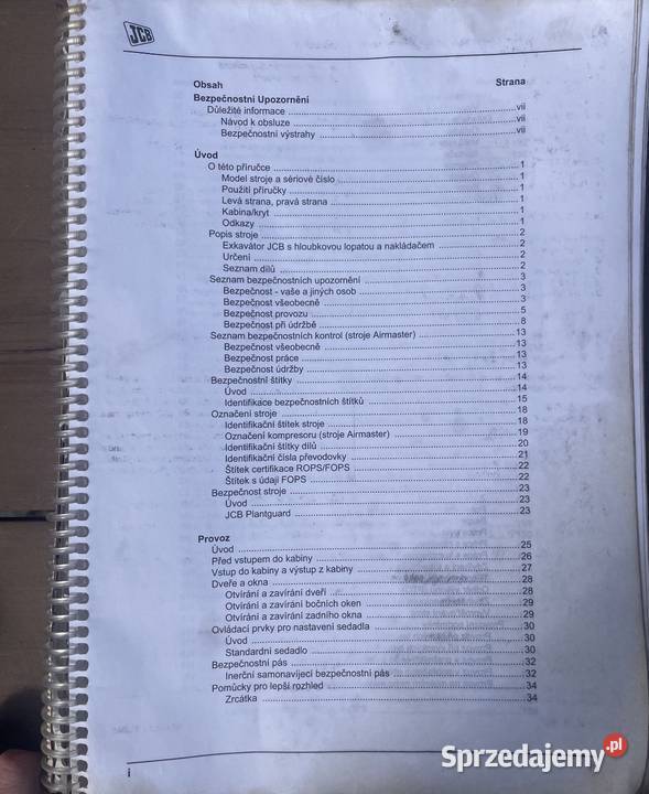 Instrukcja obsługi koparkoładowarka JCB 2CX Biczyce Górne