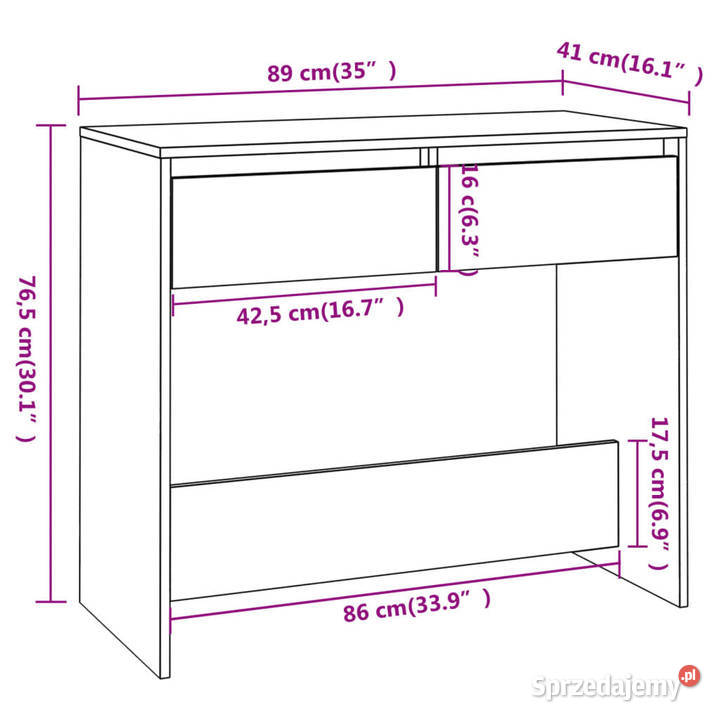 Stolik konsolowy dąb sonoma 89x41x765 WM809569 Stoły Warszawa