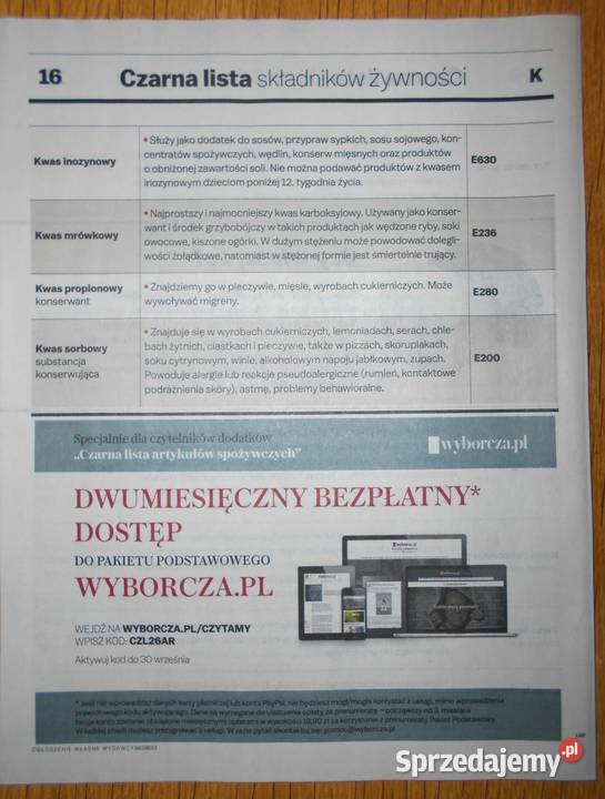 Czarna lista składników żywności z 1 Gazeta lubelskie