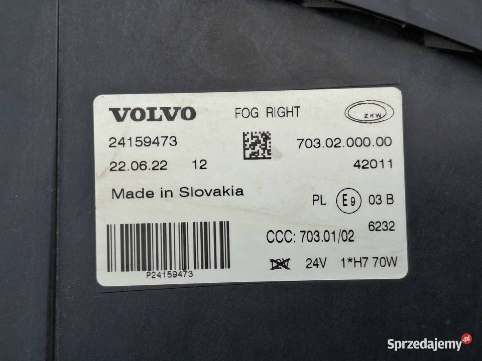 VOLVO FH4 HALOGEN PRAWY LAMPA PRZECIWMGIELNA Bieleń sprzedam