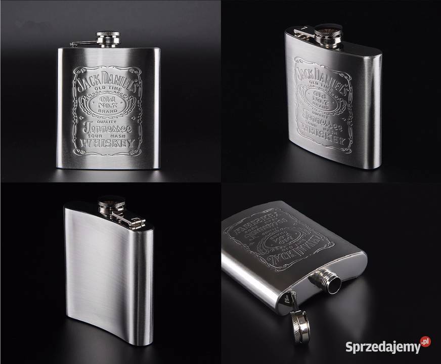 Piersiówka Jack Daniels metalowa kieliszki lejek