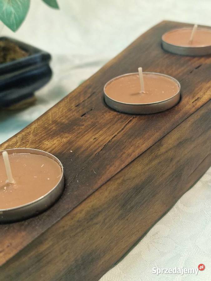 Świecznik drewniany bukowy DeepWax Shou Sugi Ban Sępopol
