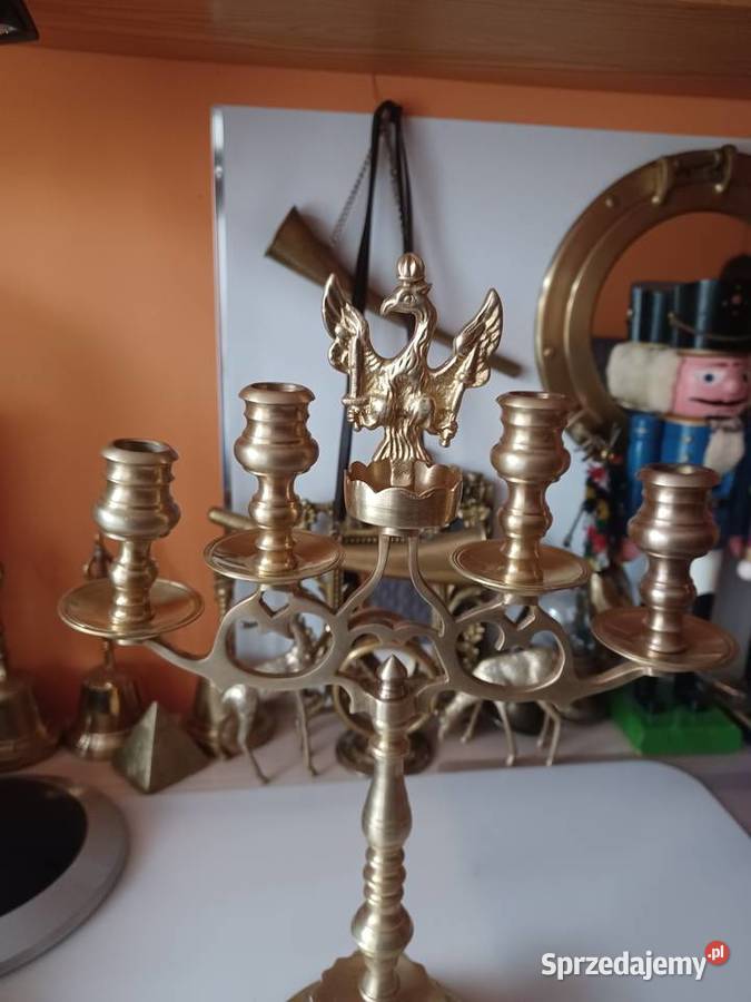 Piękny świecznik mosiężny Księstwo Warszawskie Poznań