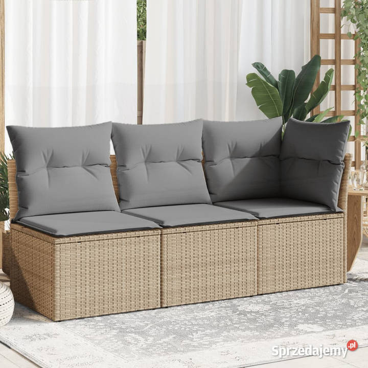 Sofa ogrodowa z poduszkami 3osobowa beż mazowieckie Warszawa