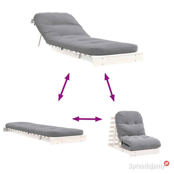 Sofa rozkładana futon z materacem biała Pozostałe Warszawa