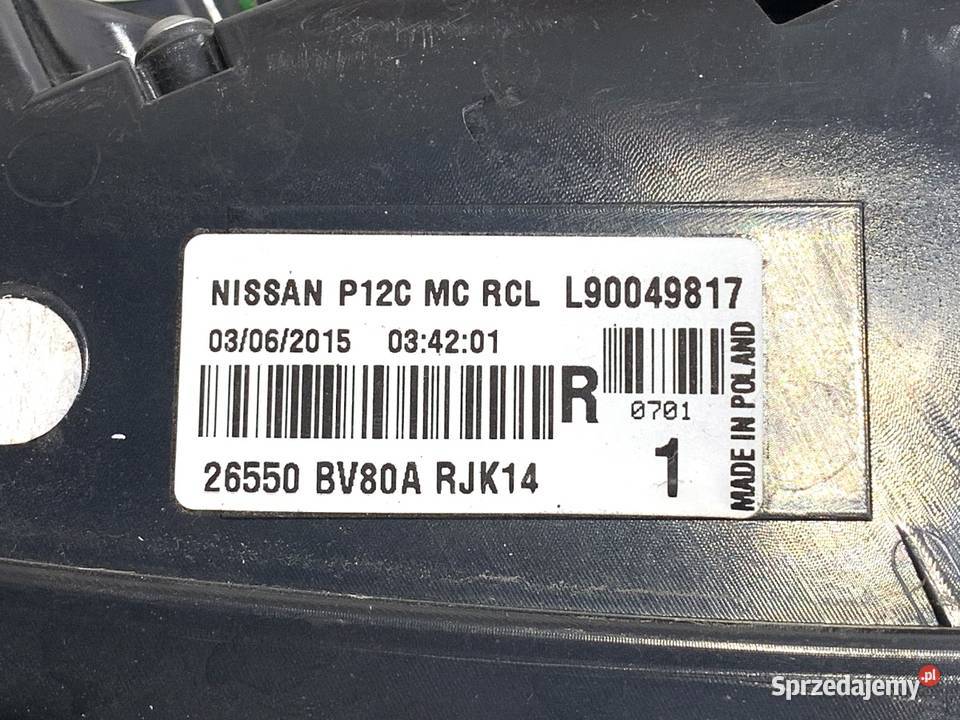 LAMPA PRAWY TYŁ NISSAN JUKE F15 26550BV80A Części samochodowe sprzedam