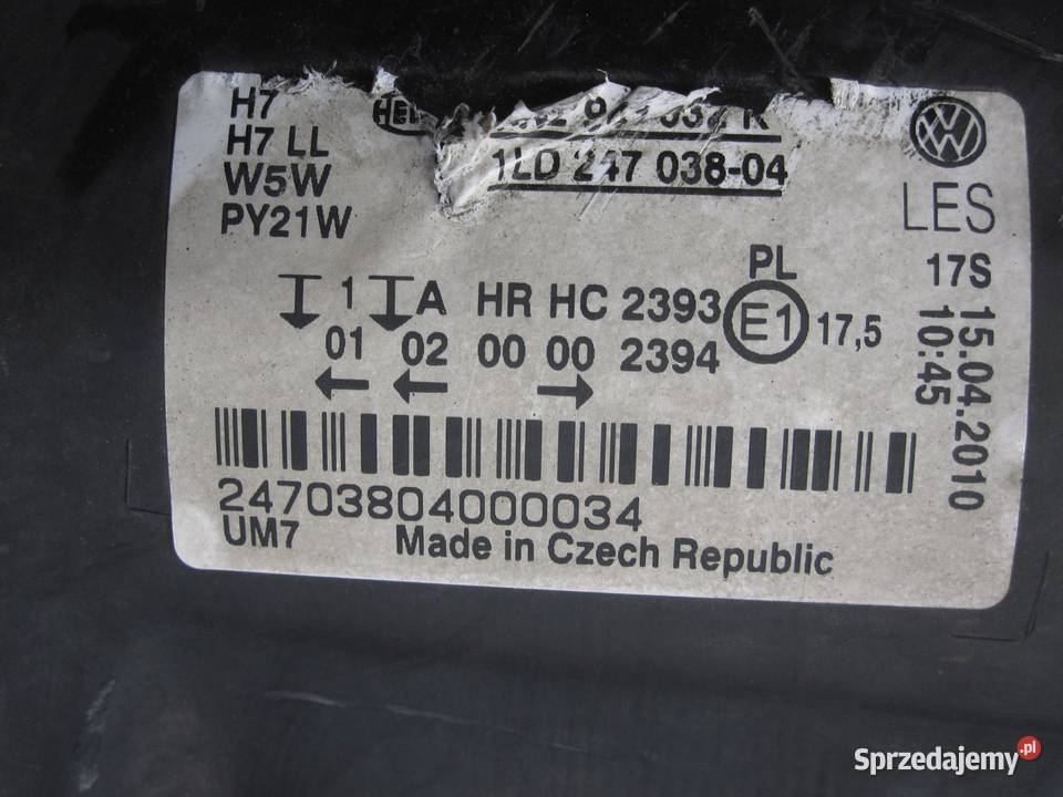 VOLKSWAGEN TIGUAN I 10r lampa prawa przód ANGLIK świętokrzyskie Kielce sprzedam