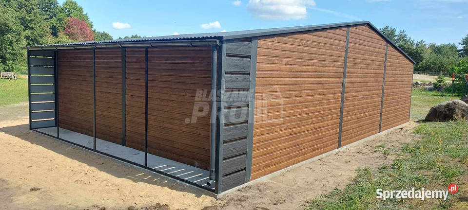 Garaż blaszany 10x6m wiata 1m 2x Brama uchylna Bełchatów