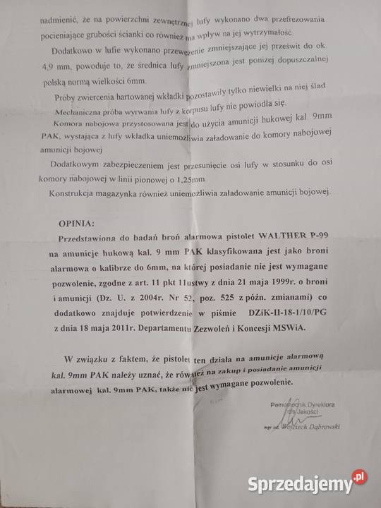 WALTER P99 9mm ALARMOWY Warszawa