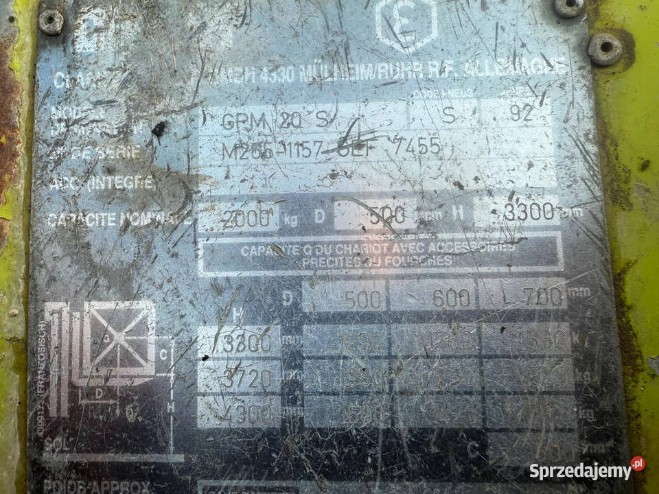 wózek widłowy CLARK GPM20 LPG Triplex 430m Działoszyn