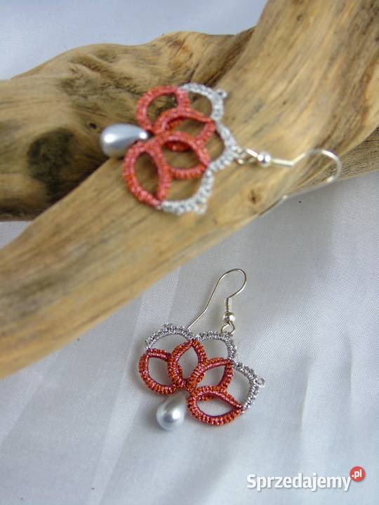 Kolczyki koronkoweróżne wzory kolory Wiśniowa