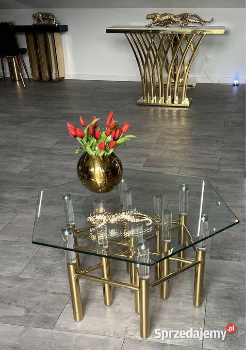 Stolik złoty szklany Premium ława nowoczesny Nowy Sącz sprzedam
