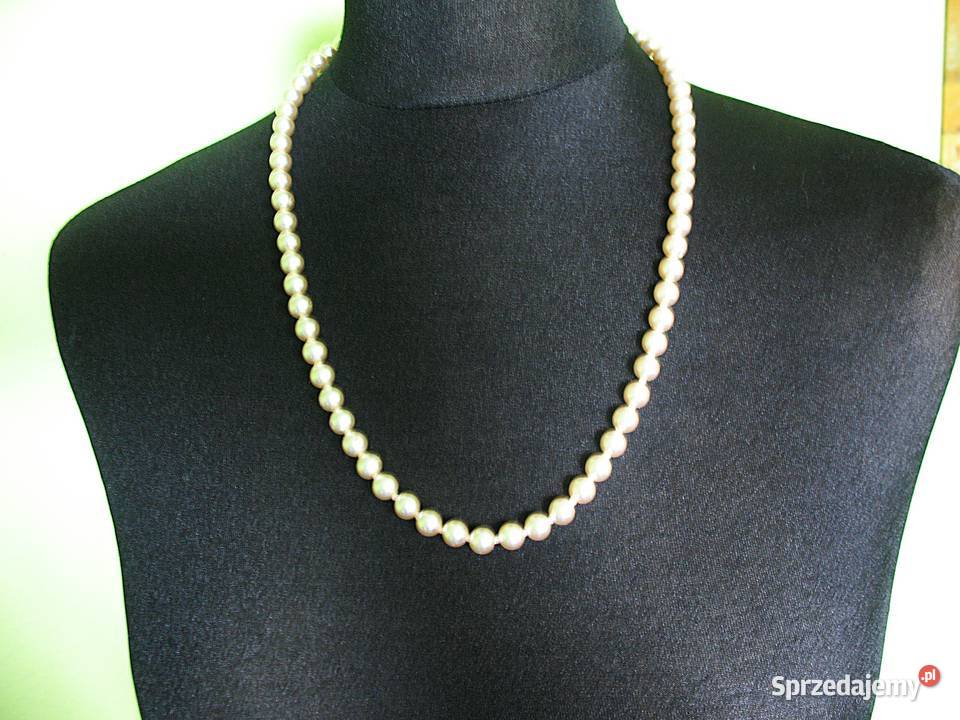 Perły krótki naszyjnik z kremowych pereł długość Siedlce
