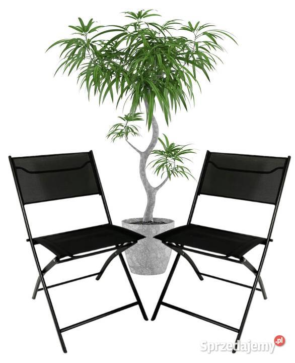 Zestaw 2 krzeseł nowoczesne składane metalowe czarny Poznań